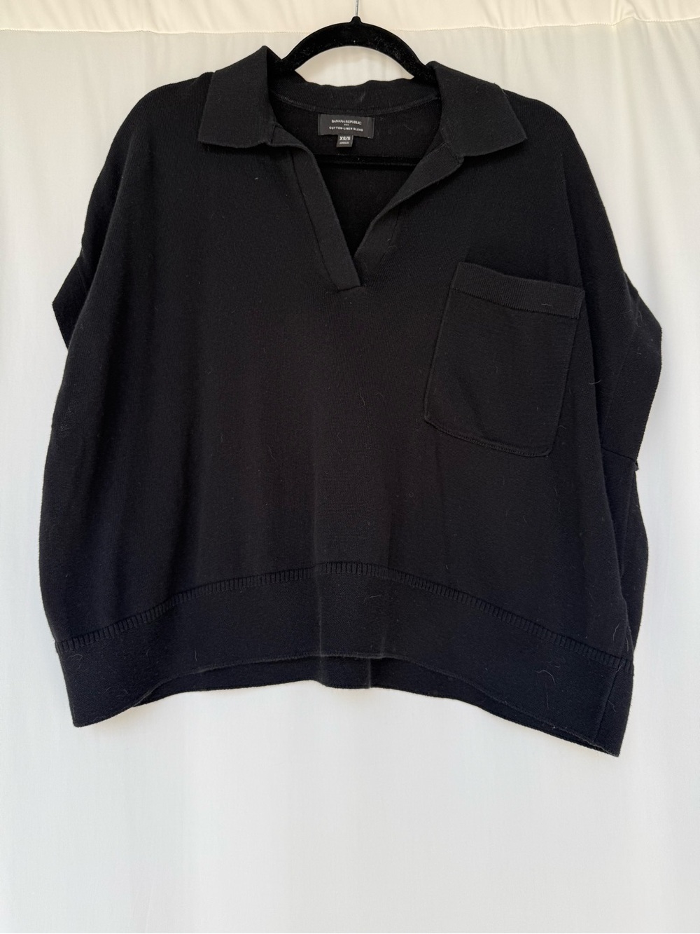 Banana Republic Black Cotton Linen Oversized Collared Sweater | XS/S